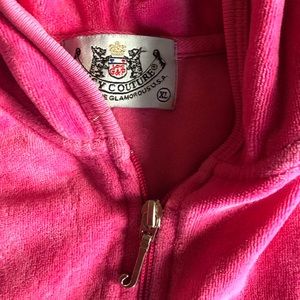 Vintage Juicy Couture Hot Pink Velour Sweatshirt Hoodie XL